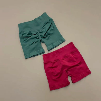 Women Sports Shorts Stretchy Breathable No Camel Toe Seamless Butt Lifting Tummy Control High Waist Yoga Running Shorts