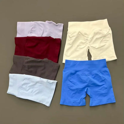 Women Sports Shorts Stretchy Breathable No Camel Toe Seamless Butt Lifting Tummy Control High Waist Yoga Running Shorts
