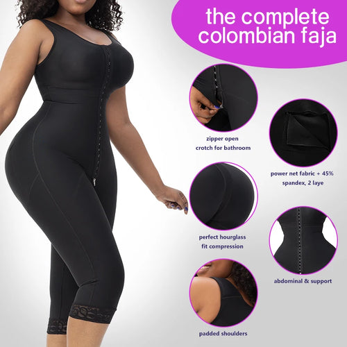 Lipo Post Surgery Recovery Full Body Shaper Women Wide Straps Breast Support Slimming Thigh Butt Lifter Shapewear Bodysuit Fajas