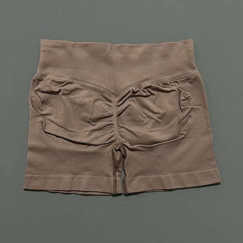 Women Sports Shorts Stretchy Breathable No Camel Toe Seamless Butt Lifting Tummy Control High Waist Yoga Running Shorts