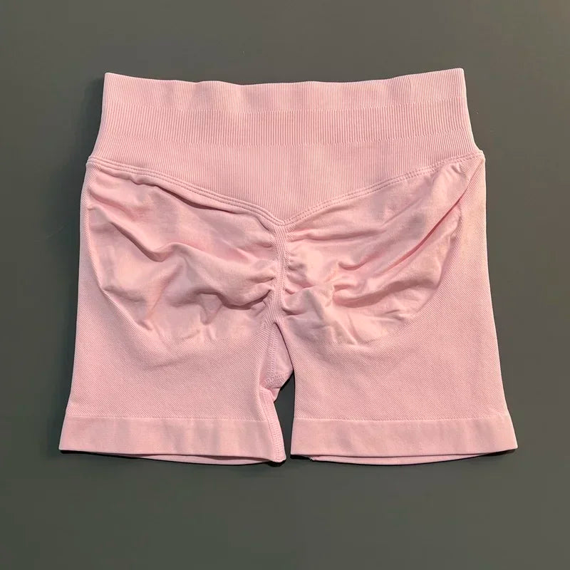 Women Sports Shorts Stretchy Breathable No Camel Toe Seamless Butt Lifting Tummy Control High Waist Yoga Running Shorts
