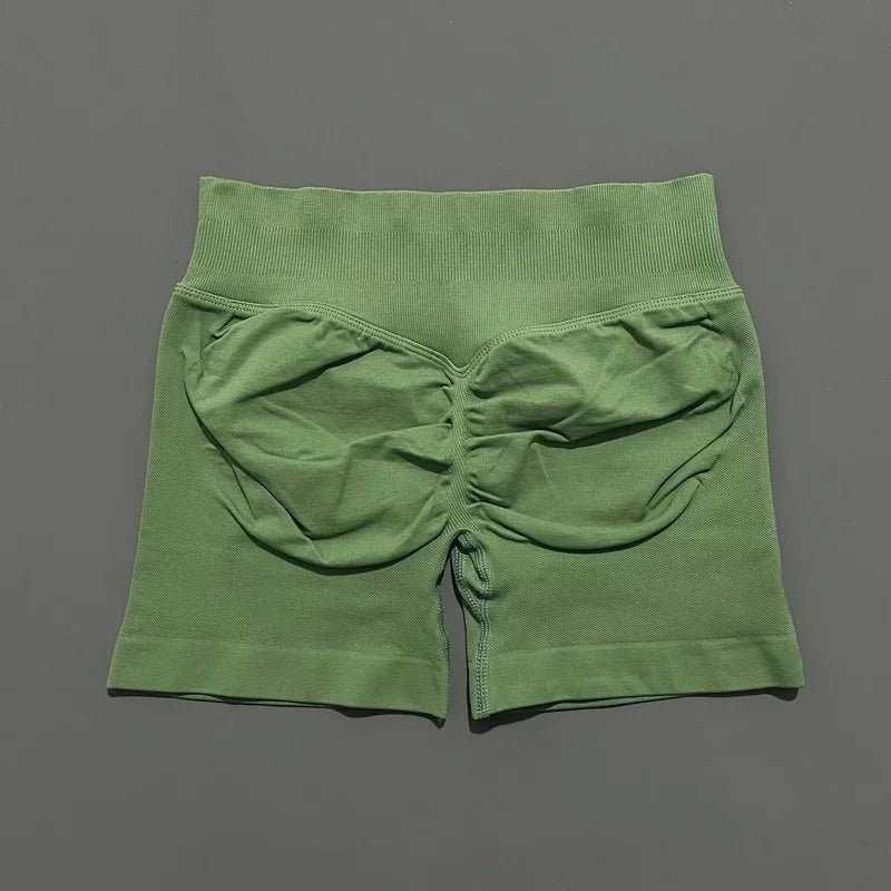 Women Sports Shorts Stretchy Breathable No Camel Toe Seamless Butt Lifting Tummy Control High Waist Yoga Running Shorts