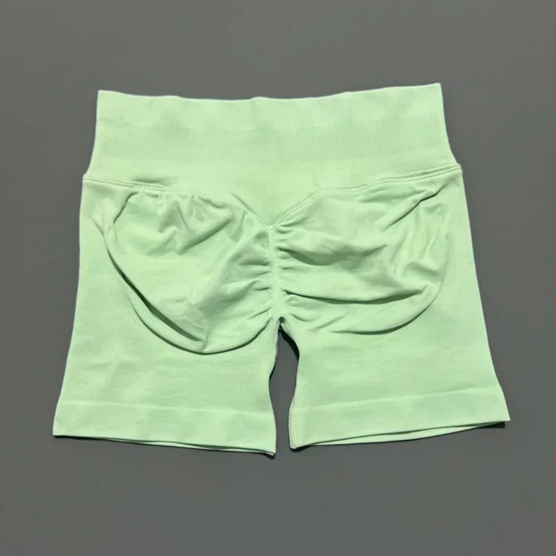 Women Sports Shorts Stretchy Breathable No Camel Toe Seamless Butt Lifting Tummy Control High Waist Yoga Running Shorts